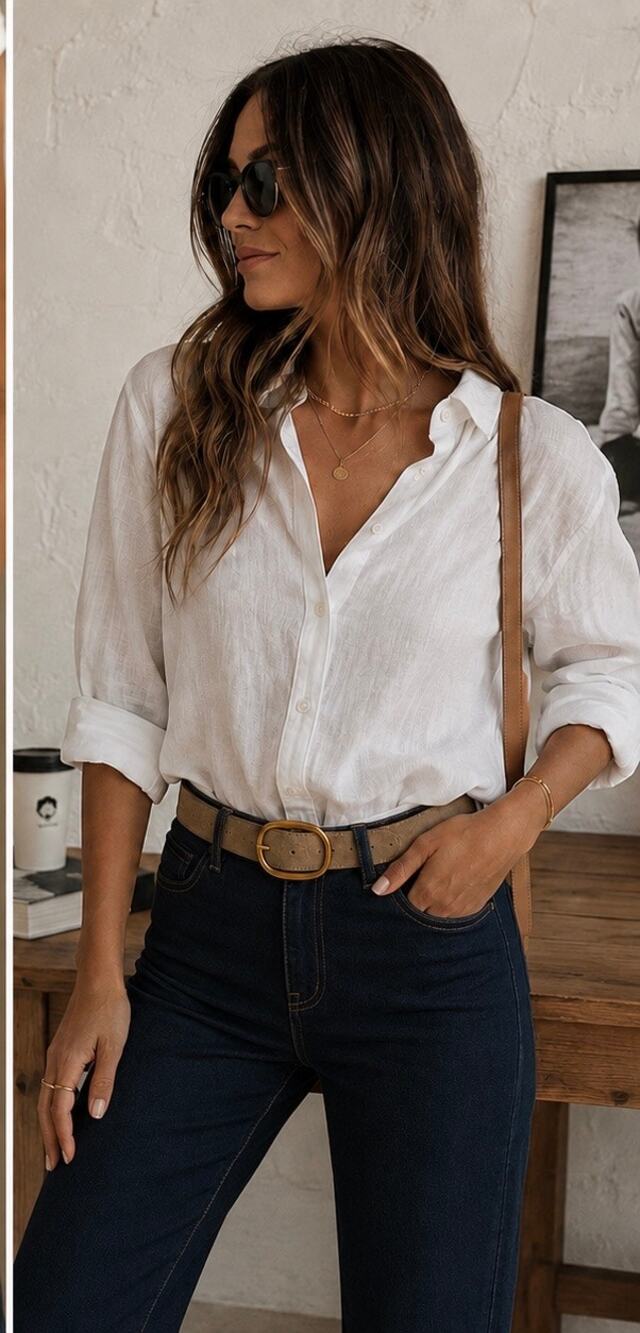 New Quince Light Camel Taupe Belt Brass Buckle Minimalist Boho One Size 44 inch